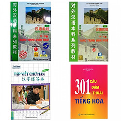 Combo Sách Học Tiếng Trung: Giáo Trình Hán Ngữ 1, 2 + Tập Viết Chữ Hán + 301 Câu Đàm Thoạ