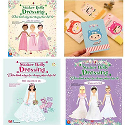 Combo 4-Dán hình sáng tạo trang phục búp bê (3 cuốn)-Tặng 01 sổ tay xinh xắn