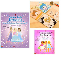 Combo 8-Dán hình sáng tạo trang phục búp bê (2 cuốn)-Tặng 01 sổ tay xinh xắn