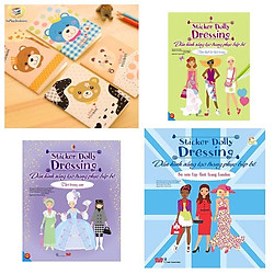 Combo 3-Dán hình sáng tạo trang phục búp bê (3 cuốn)-Tặng 01 sổ tay xinh xắn