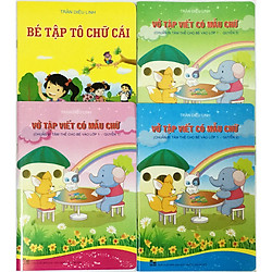 Combo Vở Tập Viết Có Mẫu Chữ Quyển 1, 2 ,3 và Bé Tập Tô Chữ Cái (Diệu Linh) (tặng kèm 1 tờ 36 hình dán ngôi sao)