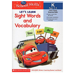 Disney School Skills : Let’s Learn Sight Words And Vocabulary : Language Arts K Ages 5-6 +Sticker (P)