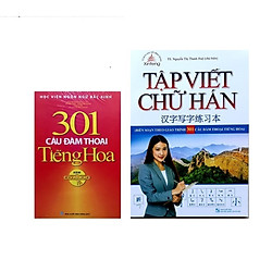 Bộ sách 301 câu đàm thoại tiếng hoa bản màu tặng kèm CD, tập viết chữ hán (tặng sách ngẫu