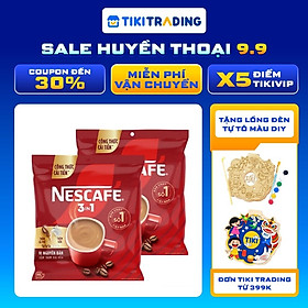 [Tặng Ly nhựa Mochi cao có nắp đậy 2025 NESCAFE ] Combo 2 Bịch NESCAFE 3IN1 Công thức cải tiến - VỊ NGUYÊN BẢN Bịch 46 gói