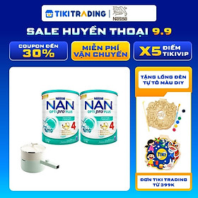 Bộ 2 lon Sữa bột NAN OPTIPRO PLUS 4 Nestle Bé 2-6 tuổi 1500g/lon Giúp tiêu hóa tốt - Nồi đa năng