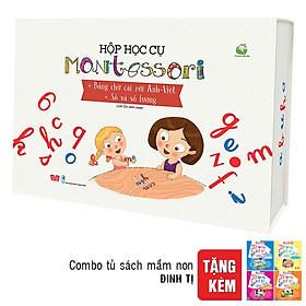 Hộp Thẻ Học Cụ Montessori - Bảng Chữ Cái Rời Anh - Việt - Số Và Số Lượng ( Tặng Combo 4 Cuốn Tủ Sách Mầm Non)