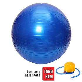 Bóng Tập Yoga Trơn Best Sport DK075XANH (75cm) - Xanh Dương + Tặng Kèm Bơm