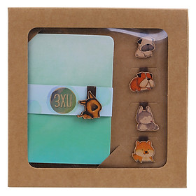 Set 5 Bookmark Gỗ Nam Châm Chó Mặt Xệ