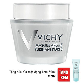 Combo Mặt Nạ Bùn Khoáng Vichy Pore Purifying Clay Mask (75ml) + Sữa Rửa Mặt Dạng Kem Purete Thermal (50ml)