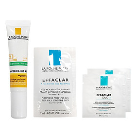 Kem Chống Nắng Dạng Kem - Gel Không Mùi Giúp Da Khô Thoáng La Roche-Posay Anthelios Xl Dry Touch Gel Cream WP SPF50+ (15ml) - Tặng Gel Rửa Mặt Effaclar (7ml)+ 2 Kem Dưỡng Giúp Giảm Mụn Và Ngăn Ngừa Vết Thâm Sau Mụn Effaclar Duo+ (2ml)