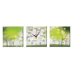 Bộ ba tranh đồng hồ treo tường thế giới tranh đẹp q16-123-dh