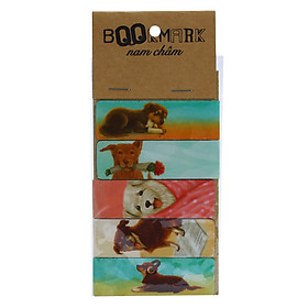 Bộ 5 Bookmark Nam Châm Kính Vạn Hoa - Con Chó Nhỏ Mang Giỏ Hoa Hồng