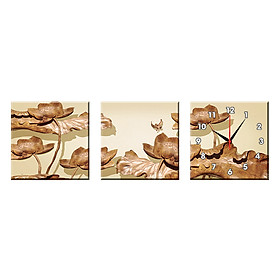 Bộ ba tranh đồng hồ treo tường thế giới tranh đẹp q16-144-dh