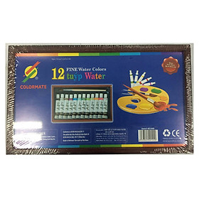 Hộp Gỗ 12 Tuýp Màu Vẽ Colormate Watercolor - 401441