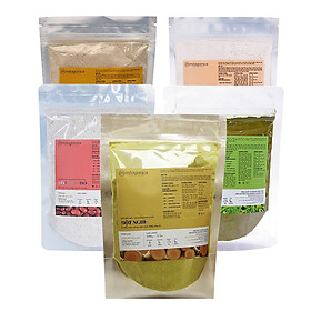 Combo Bột Cám Gạo 100g + Bột Đậu Đỏ 100g + Bột Yến Mạch 100g + Bột Trà Xanh 100g + Bột Nghệ 100g Milaganics