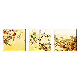 Bộ ba tranh đồng hồ treo tường thế giới tranh đẹp q16-168-dh