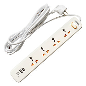 Mua Ổ Cắm Điện 4 Lỗ 3 Chấu 2 cổng USB Philips SPN6248WB/74 (2500W)
