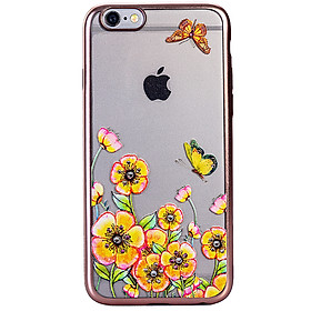 Ốp Lưng Cube IPhone 6/6s Swarovski Blossom TPU - Yellow Flower Butterfly