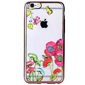 Ốp Lưng Cube iPhone 6/6s Swarovski Blossom TPU - Red Flower Butterfly
