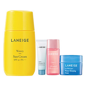 Kem Chống Nắng Cho Da Thường Đến Da Khô Laneige Watery Sun Cream SPF50+ PA++++ 270281012 (50ml) + Sữa Rửa Mặt Multi Cleanser (10ml) + Mặt Nạ Ngủ Water Sleeping Mask (15ml) + Tinh Chất Clear C Ad.Effector