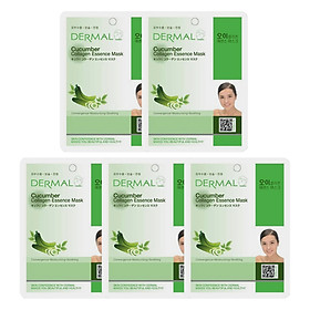 Combo 5 Mặt Nạ Dermal Tinh Chất Collagen Với Chiết Xuất Dưa Leo