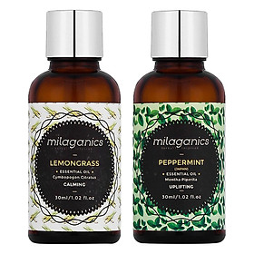 Combo Tinh Dầu Sả Chanh Milaganics (30ml) + Tinh Dầu Bạc Hà Milaganics (30ml)