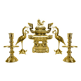 Mua Bộ Đỉnh - Lư Hương Ngũ Sự 5 Món Bằng Đồng Thau Vuông Vĩnh Tiến 2VT