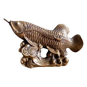 Mua Tượng Cá Chép Hoá Rồng Cưỡi Gậy Như Ý Hồng Thắng (29 x 15 cm)