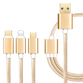 Mua Cáp Sạc Đa Năng 3 in 1 Cho Lighting/ Micro/ USB Type C (Vàng Hồng)