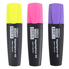 Bộ 3 Bút Dạ Quang Marvy 45-3 - Vàng, Tím, Hồng