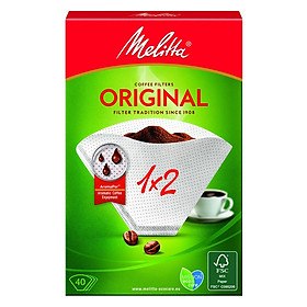 Giấy Lọc Cà Phê Melitta Original 1x2 Hộp 40 tờ nhập Đức, lọc siêu vi 3 tầng tăng hương vị - Hàng chính hãng