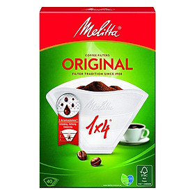 Giấy Lọc Cà Phê Melitta Original 1x4 Hộp 40 tờ nhập Đức, lọc siêu vi 3 tầng tăng hương vị - Hàng chính hãng