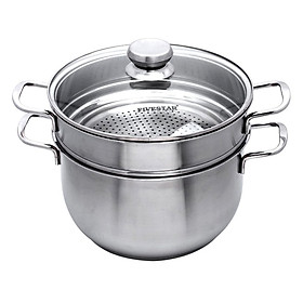 Bộ Nồi Xửng 3 Đáy Nắp Kính Fivestar ST26-3DG (26cm) - Hàng Chính Hãng