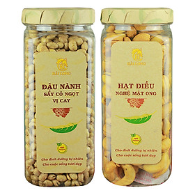 Combo Đậu Nành Sấy Cỏ Ngọt Vị Cay Hải Long 230g + Hạt Điều Nghệ Mật Ong