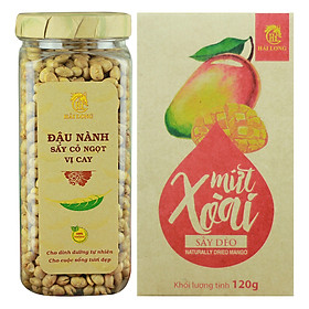 Combo Đậu Nành Sấy Cỏ Ngọt Vị Cay Hải Long (230g) + Mứt Xoài Sấy Dẻo Hải Long (120g)