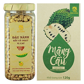 Combo Đậu Nành Sấy Cỏ Ngọt Vị Cay Hải Long (230g) + Mãng Cầu Sấy Dẻo Hải Long (120g)