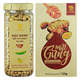 Combo Đậu Nành Sấy Cỏ Ngọt Vị Cay Hải Long 230g + Mứt Gừng Nướng Mật Ong