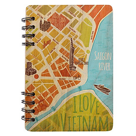 Sổ Bìa Gỗ Ho Chi Minh City Map (120 Trang)