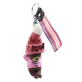 Móc Khóa Gấu Mũ Len - Nâu