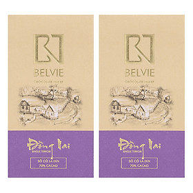 Bộ 2 Thanh Socola Đen Belvie - Đồng Nai (70% Cacao) (80g/Thanh)