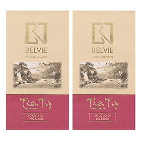 Bộ 2 Thanh Socola Đen Belvie - Thiên Túy 75% Cacao 80g Thanh