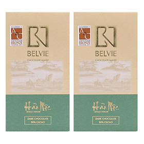 Bộ 2 Thanh Socola Đen Belvie - Hảo Mộc (80% Cacao) (80g/Thanh)