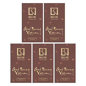 Bộ 5 Thanh Socola Café Good Morning Belvie - 70% Cacao 80g Thanh