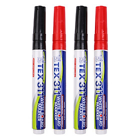 Bộ 4 Bút Lông Bảng Tex-311 (2 Đen + 2 Đỏ)