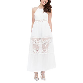 Đầm maxi cổ yếm phối ren hoa Amun DMA121