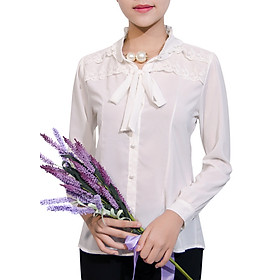 Áo Công Sở Thiết Kế Phối Ren An Thủy M1 TD34 - Trắng