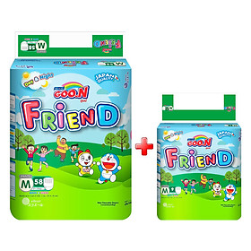 Tã Quần Goo.n Friend Thiết Kế Mới Gói Cực Đại M58 (58 Miếng) + Tặng Tã Quần Goo.n Friend Thiết Kế Mới M9 (9 Miếng)
