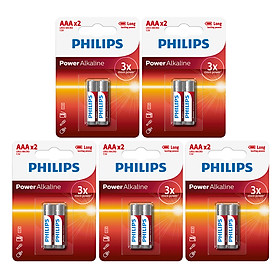 Combo 5 Vỉ - Pin Kiềm (Alkaline) Philips AAA LR03P2B (10 Viên AAA) - Đỏ