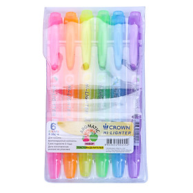 Vỉ 6 Bút Dạ Quang Crown F-500SET