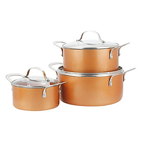 Bộ Nồi Phủ Sứ Đáy Từ Elmich Royal Classic EL-3700 (16 - 20 - 24 cm) - Vàng Đồng